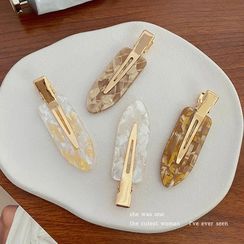 4pcs Simple Mixed Color Hair Clips Side No Trace Bangs Duckbill Clips