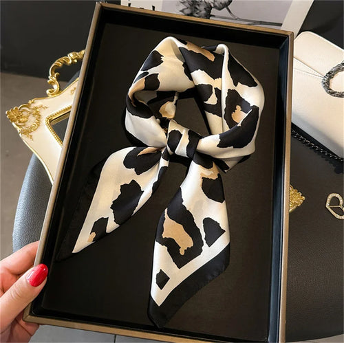 Fashion Leopard Print Silk Hairbands Scarf Women 2024 New Elagant