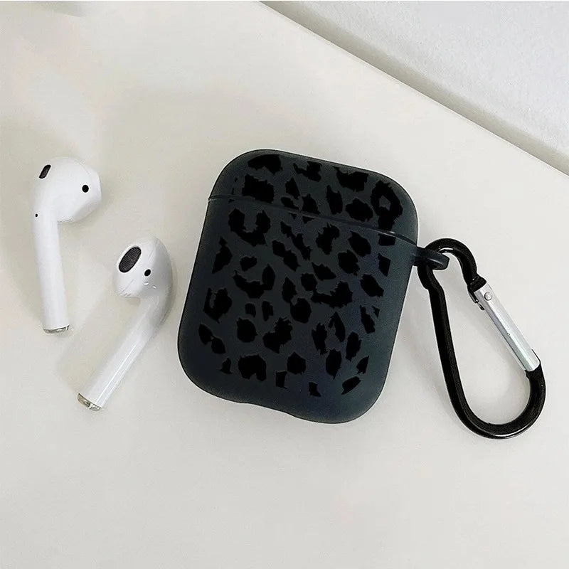 Black Leopard Print Earphone Case for Airpods Pro 3/Pro 2/Pro Silicone