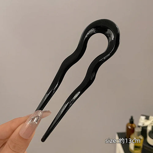 U-Shaped Hair Fork Fashion Tortoiseshell Acetate Hairpin Women