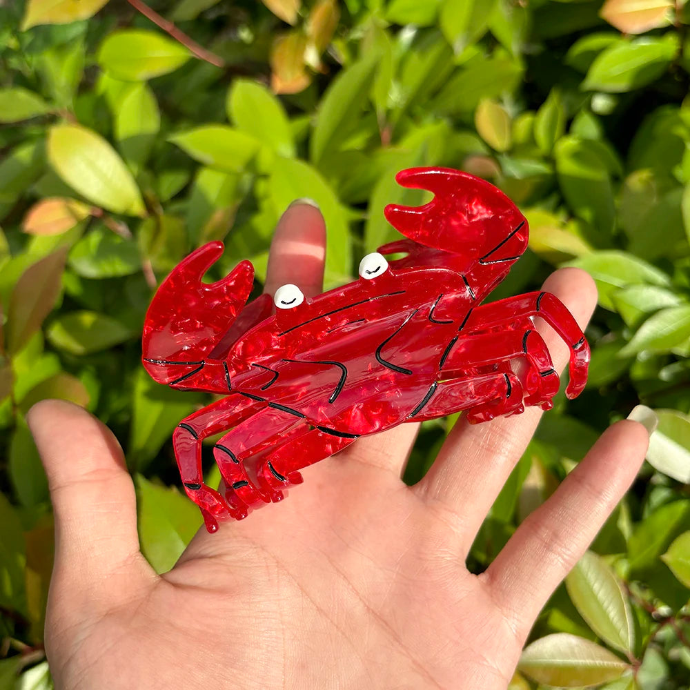 New Red Oversize Acrylic Crab Shape Shark Hair Claw Clip For Women
