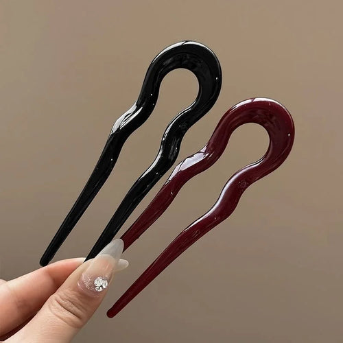 U-Shaped Hair Fork Fashion Tortoiseshell Acetate Hairpin Women