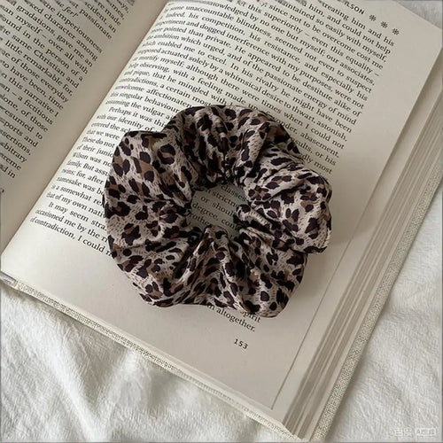 Vintage Leopard Print Large Scrunchie For Women Girls Sweet Hair