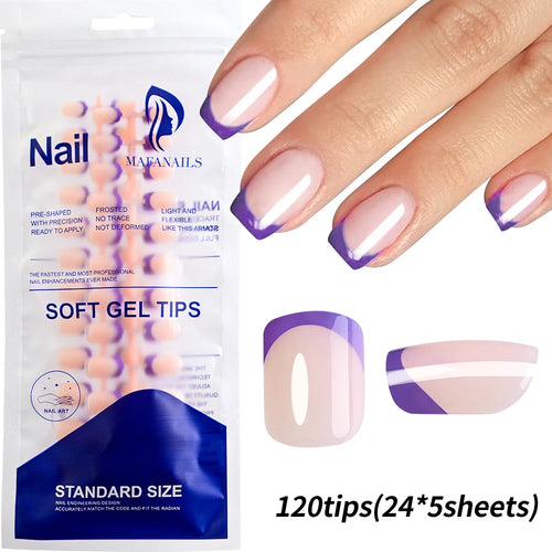 240/120Pcs Colorful French Short Square False Nails Full Cover Fake