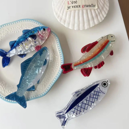 1PC Korean-style new cute and sweet back-of-head hair clip, small fish