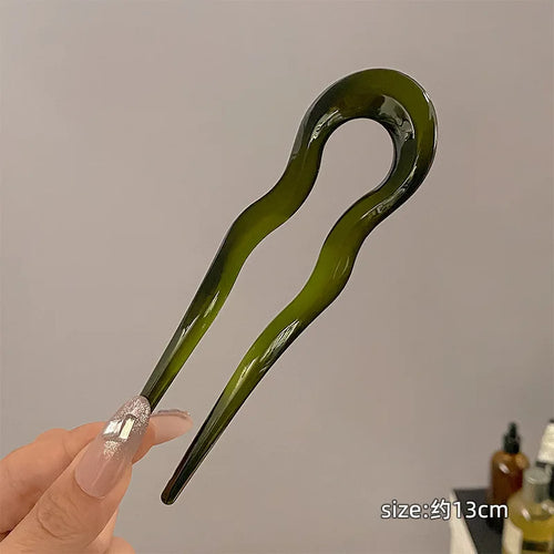 U-Shaped Hair Fork Fashion Tortoiseshell Acetate Hairpin Women