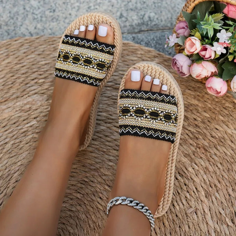 Women Slippers Outdoor Flat Designer Shoes Women Large Size Bohemian