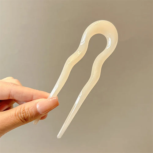 New U-Shaped Hair Fork Women Fashion Tortoiseshell Acetate Hairpin