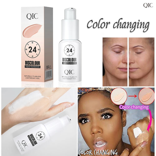 QIC 30ML Foundation Color Changing Makeup Base Nude Face Full Cover