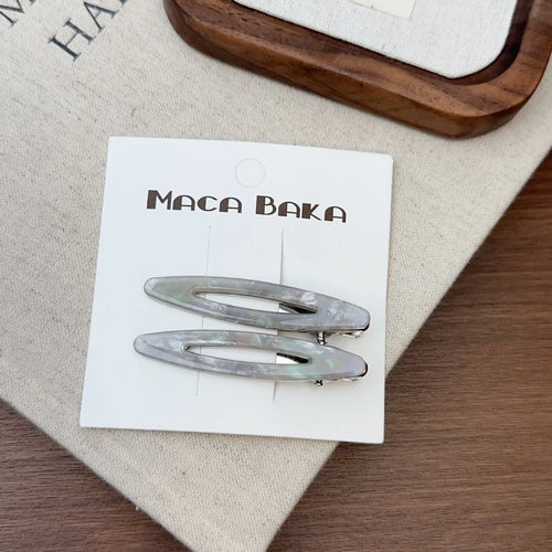 2pcs/set Acetate Hair Clips Hollowed Oval Geometric Barrettes Side