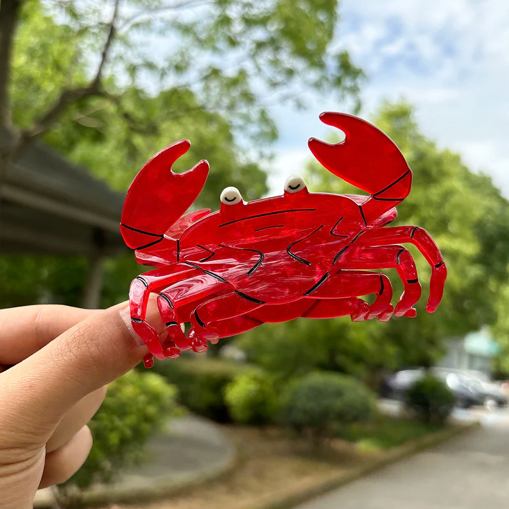 New Red Oversize Acrylic Crab Shape Shark Hair Claw Clip For Women