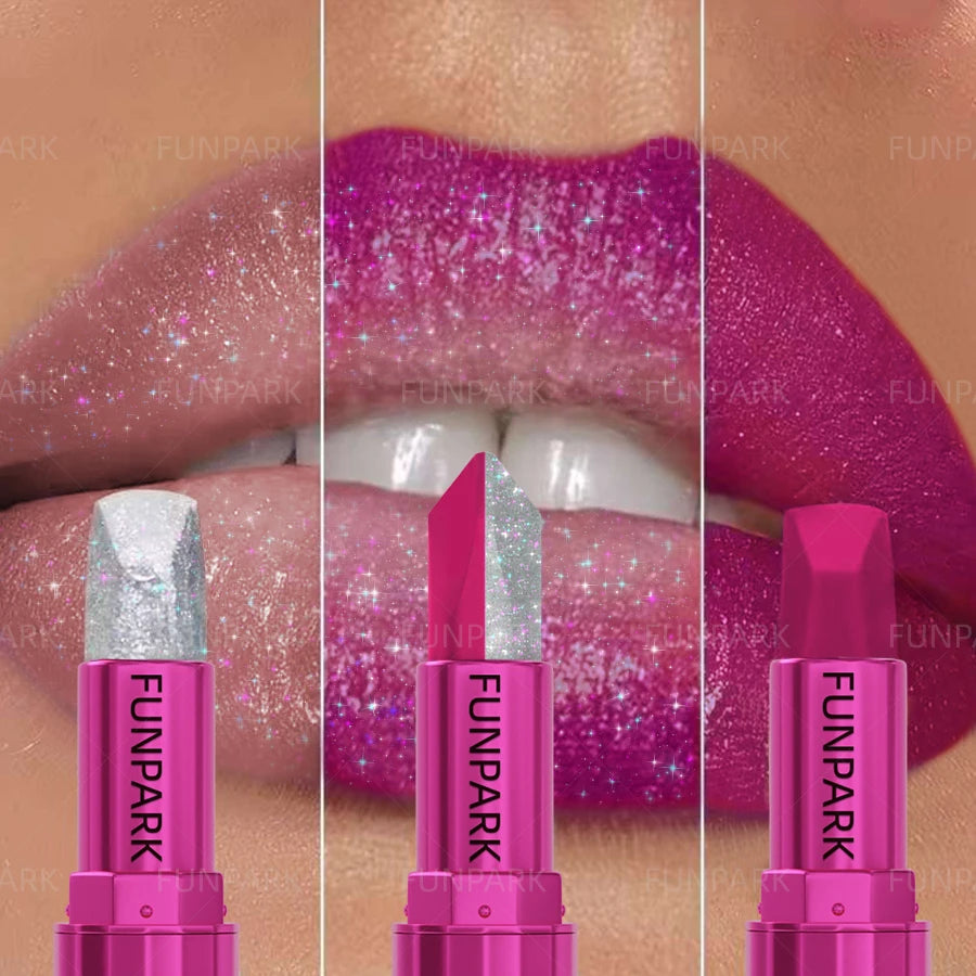 1PC Sexy Glitter Two-tone Lipstick Matte Lipsticks Cosmetics Easy to