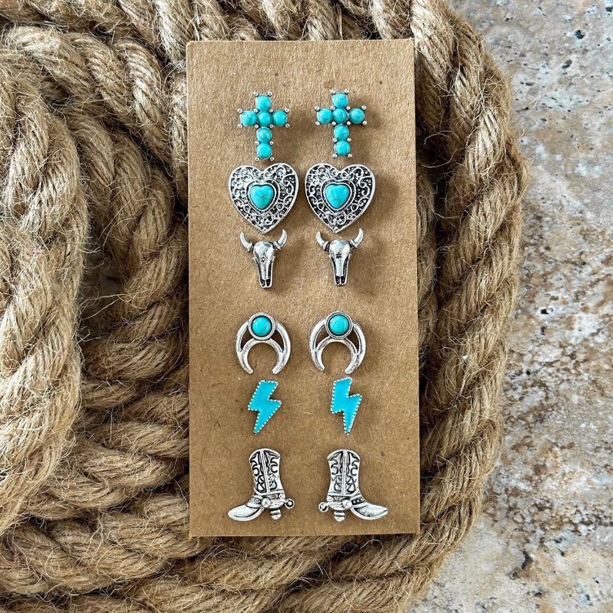 6pair/set New Retro Cowboy Cowgirl Western Hip-Hop Love Bull-Head