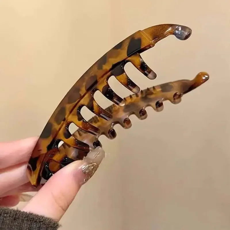 1/3 Pcs Tortoiseshell Banana Hair Clip Fish Shaped Hairpin Women