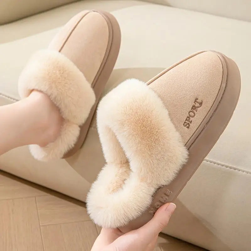 Casual Fluffy Slippers Women House Winter Plush Designer Shoes Ladies