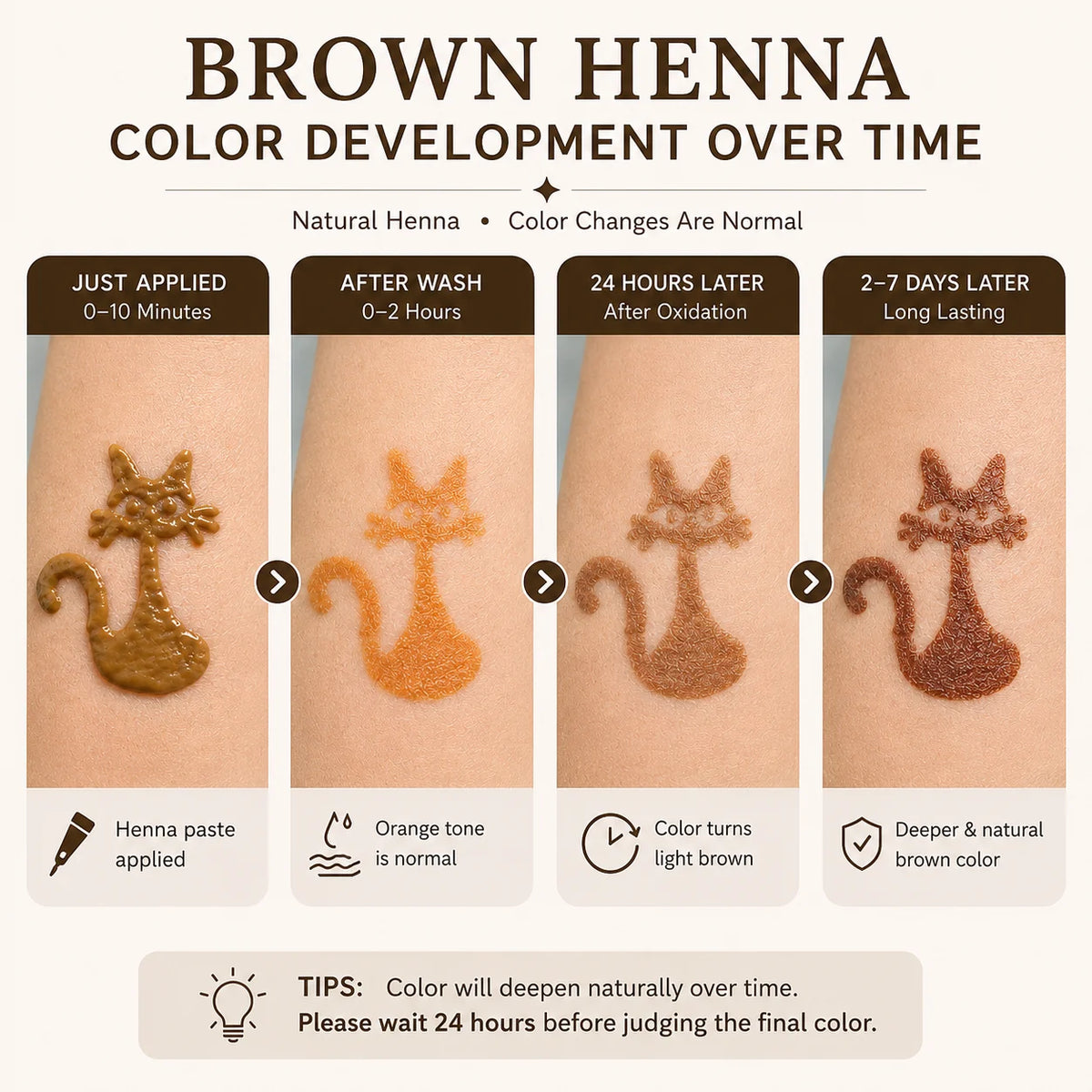 GOLECHA Brown Henna Freckle Tattoo Paste 30g Natural Body Paint Cone