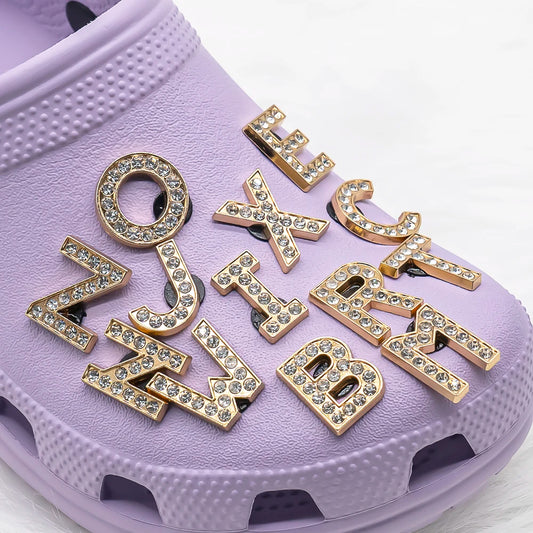 1pcs Metal Gold Luxury Letters Shoe Charms for Clog Alphabet Shoes