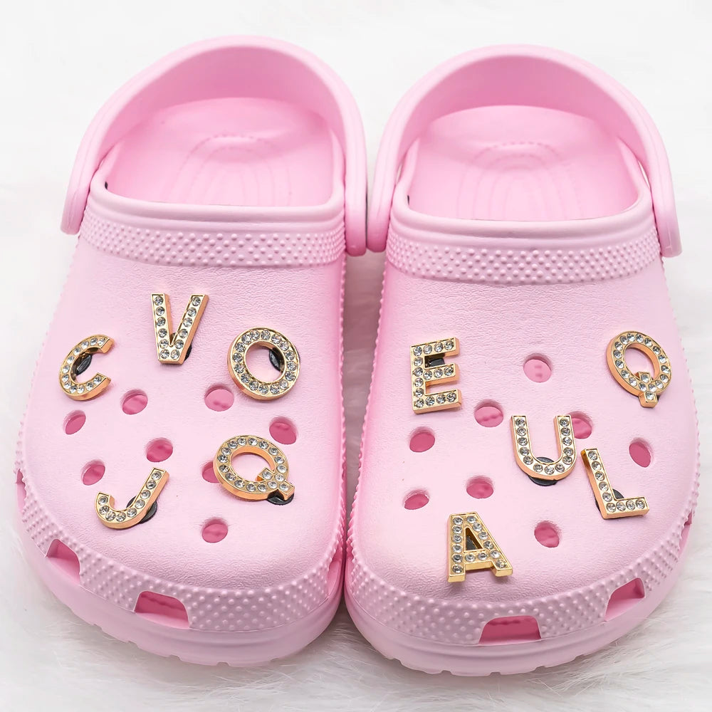 1pcs Metal Gold Luxury Letters Shoe Charms for Clog Alphabet Shoes